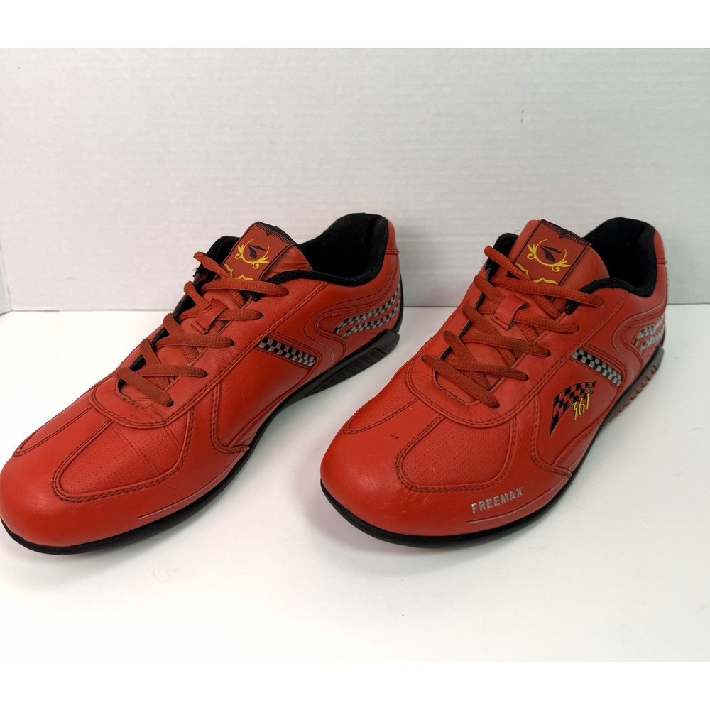 Vtg 361 Degrees Freemax Racing Sneakers Red Black Checkered Mens Size 9 M9A7384
